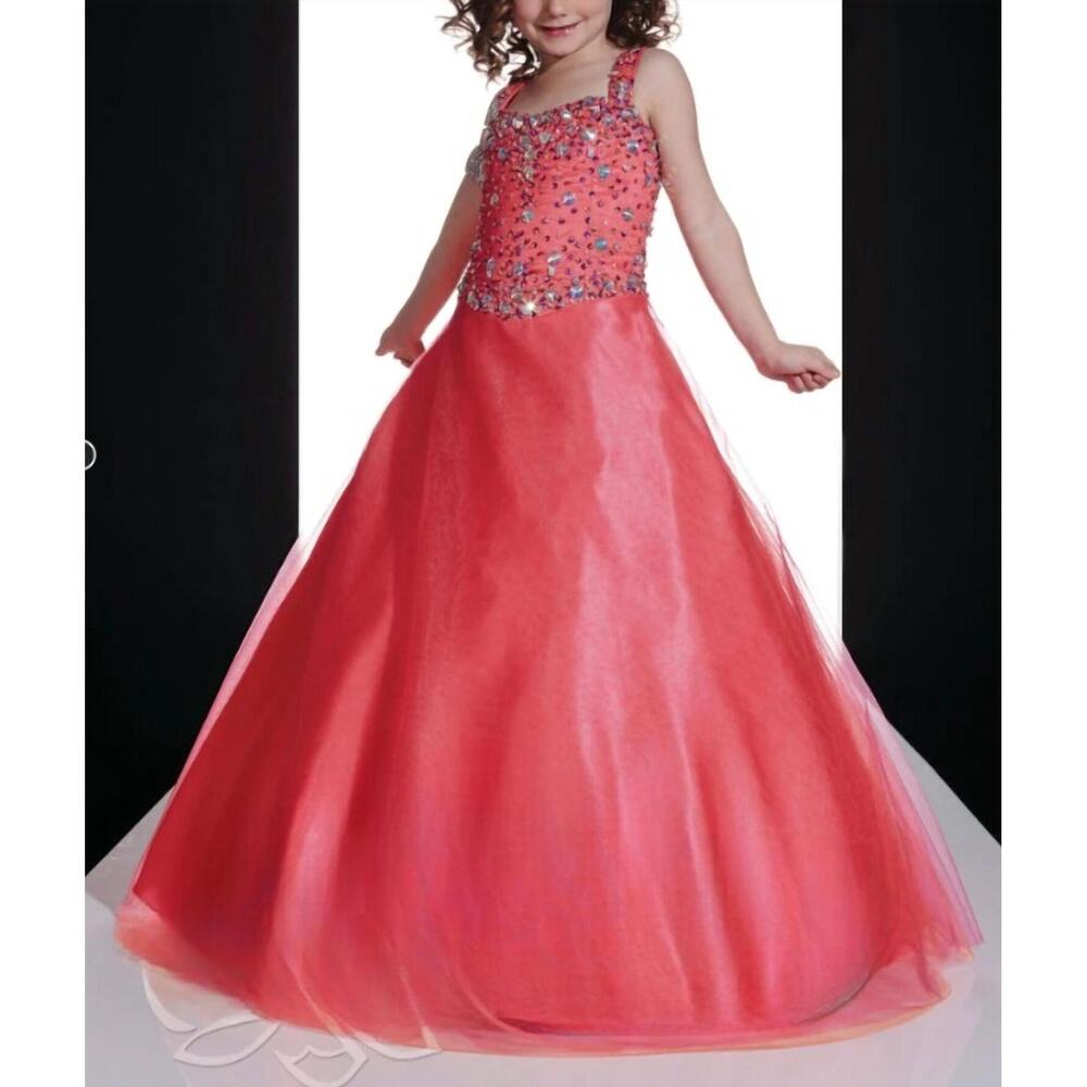NEW TIFFANY PRINCESS girls beautiful a line dress in fuchsia orange